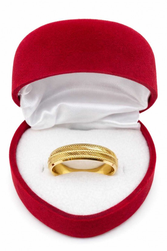 14 Ayar Çizgi Desenli Altın Alyans - AS0006