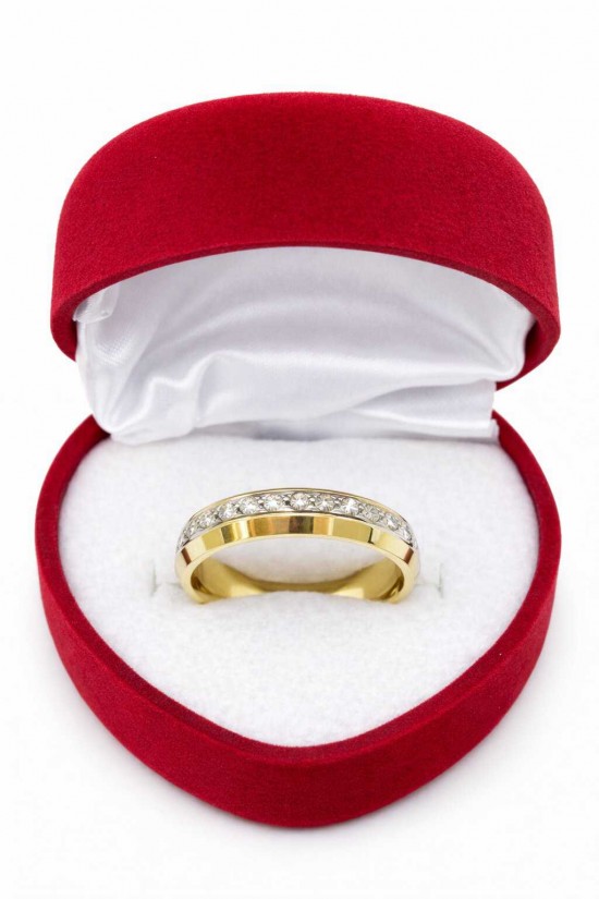 14 Ayar Taş Görünümlü Desenli Altın Alyans - AS0009