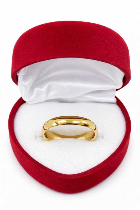 14 Ayar Bombeli Klasik Altın Alyans (4mm) - AS0011