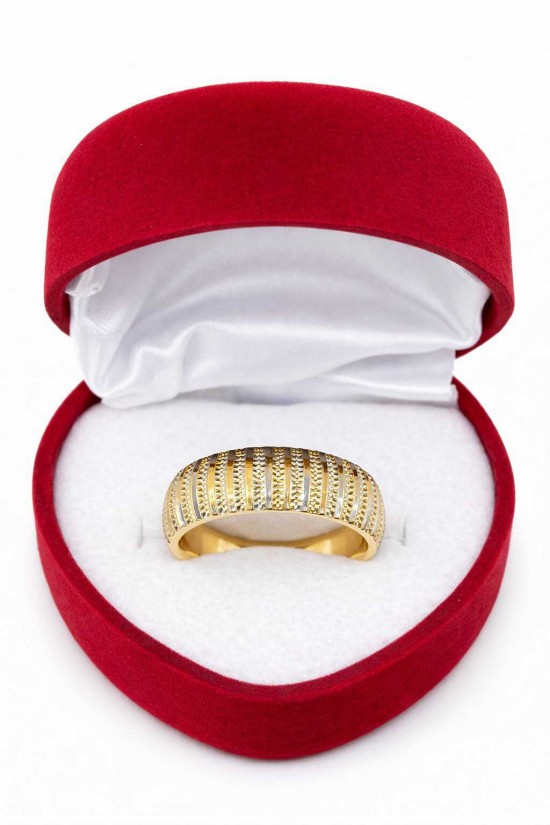 14 Ayar Çizgi Desenli Altın Alyans - AS0012