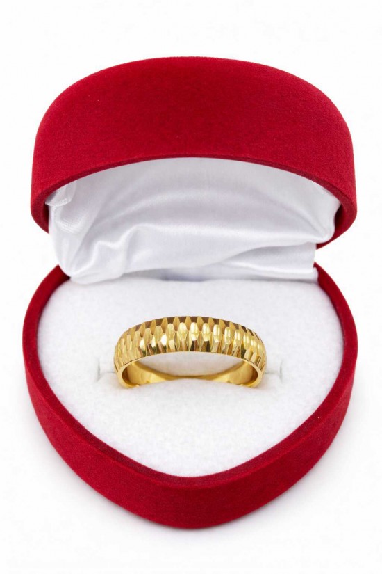 14 Ayar Tırtıklı Desenli Altın Alyans - AS0015