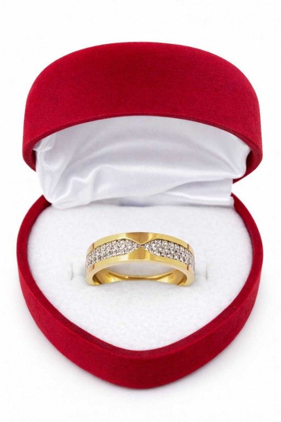 14 Ayar Taş Görünümlü Desenli Altın Alyans - AS0016