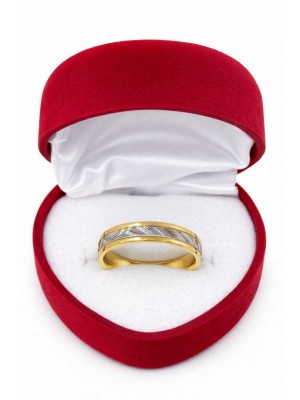 14 Ayar Sarı Beyaz Desenli Altın Alyans - AS0019