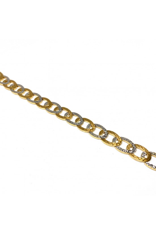 Sarı-Beyaz Halka Zincir Model Altın Bileklik - KB0230