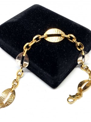 Desenli Halka Zincir Model Altın Bileklik - KB0234