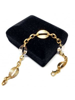 Desenli Halka Zincir Model Altın Bileklik - KB0234