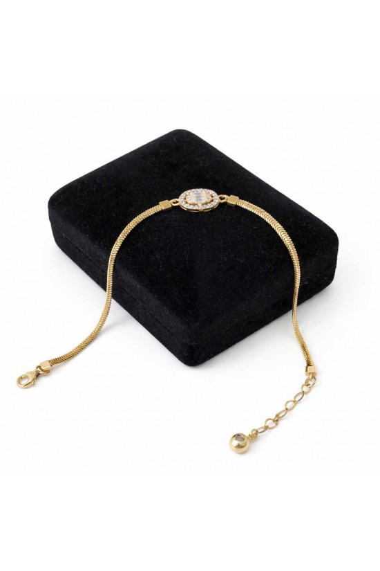 14 Ayar Altın Oval Baget Bileklik - KB0374