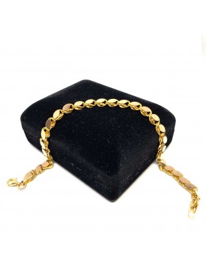 20 cm Pullu-Arpa, Burgu-Halat Zincir Altın Bileklik - KB0044