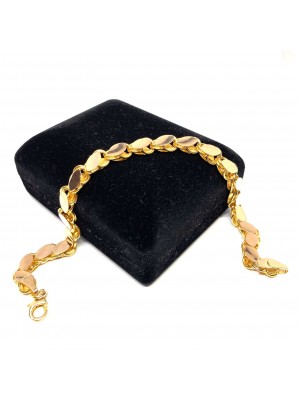 21 cm Pullu-Arpa, Burgu-Halat Zincir Altın Bileklik - KB0048