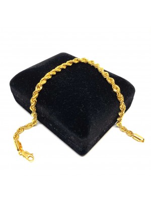 21 cm Pullu-Arpa, Burgu-Halat Zincir Altın Bileklik - KB0052