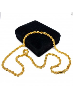 55 cm Pullu-Arpa, Burgu-Halat Zincir Altın Kolye - AK0204