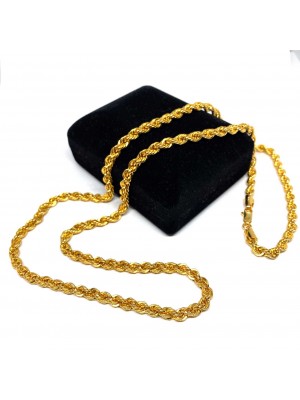 55 cm Pullu-Arpa, Burgu-Halat Zincir Altın Kolye - AK0205