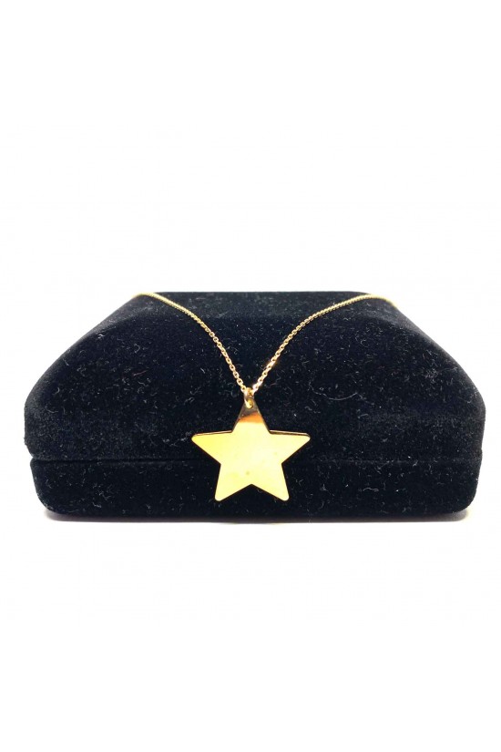 Orta Boy Sade Sarı Yıldız Kolye - AK0183