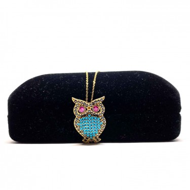 Renkli Taşlı Baykuş Kolye - AK0152