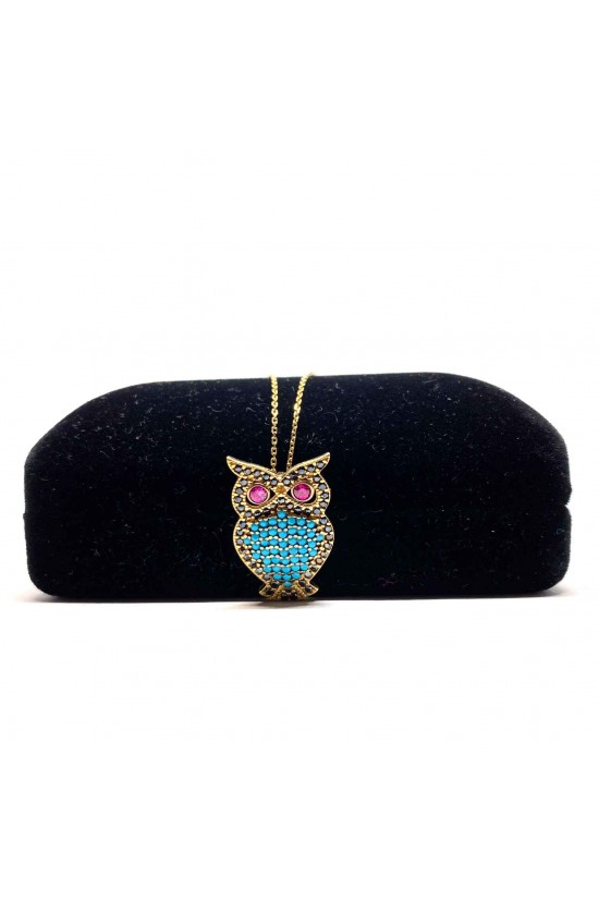 Renkli Taşlı Baykuş Kolye - AK0152