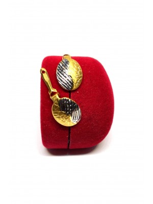 22 Ayar İşlemeli Oval Motif Altın Küpe - TK0433