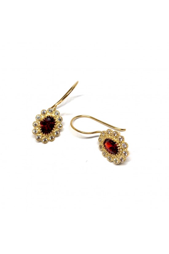 Renkli Taşlı 14 Ayar Altın Küpe - TK0255