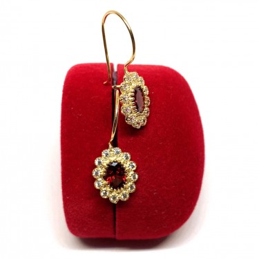 Renkli Taşlı 14 Ayar Altın Küpe - TK0255