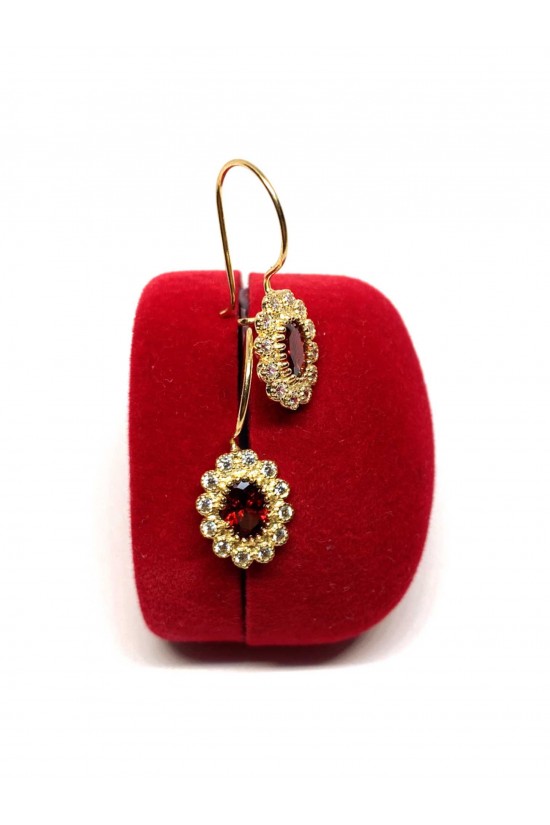 Renkli Taşlı 14 Ayar Altın Küpe - TK0255