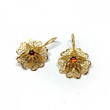 22 Ayar Çiçek Desenli Altın Küpe - TK0398