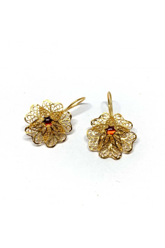 22 Ayar Çiçek Desenli Altın Küpe - TK0398
