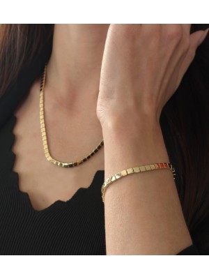 14 Ayar Altın Geometric Sparkle Set