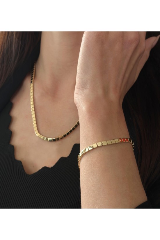 14 Ayar Altın Geometric Sparkle Set