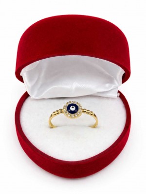 14 Ayar Minimal Nazarlıklı Yüzük - KY0696