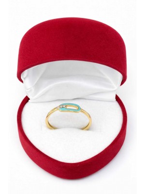 14 Ayar Taşlı Oval Desenli Renkli Yüzük - KY0699