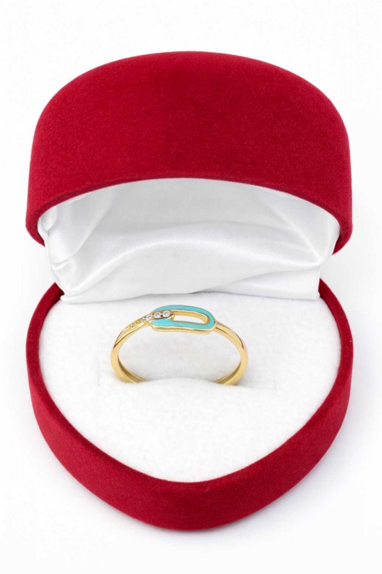 14 Ayar Taşlı Oval Desenli Renkli Yüzük - KY0699