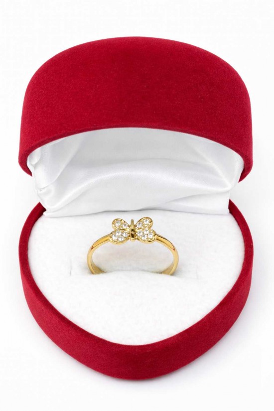 14 Ayar Minimal Taşlı Kelebekli Yüzük - KY0700