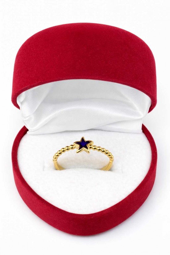 14 Ayar Lacivert Yıldızlı Yüzük - KY0701