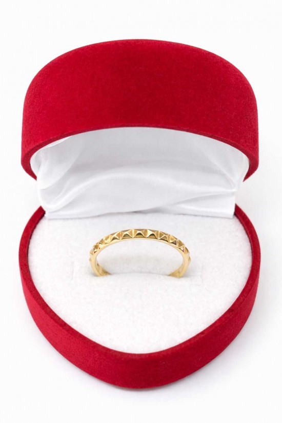 14 Ayar Minimal Piramit Desenli Yüzük - KY0703