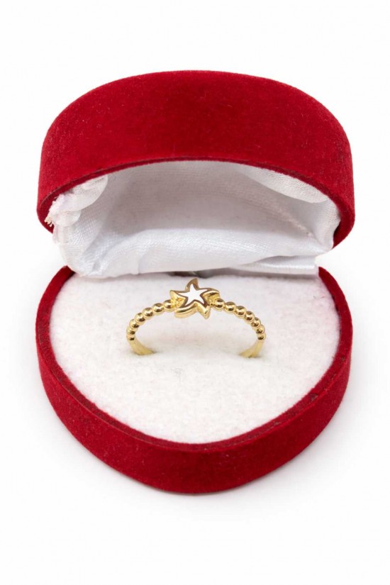 14 Ayar Dorikalı Beyaz Yıldızlı Yüzük - KY0705