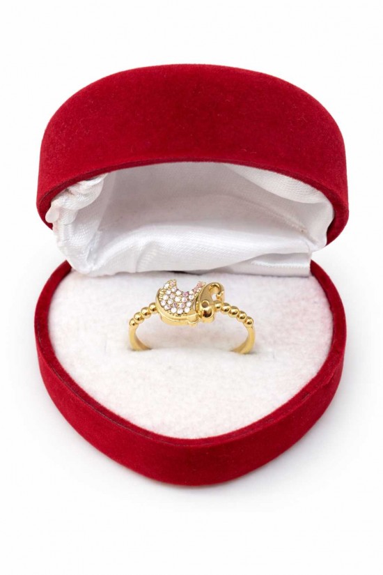 14 Ayar Taşlı Filli Minimal Yüzük - KY0707