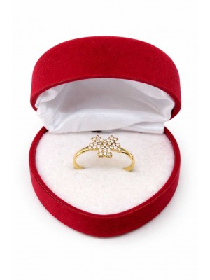 14 Ayar Taşlı Yapraklı Minimal Yüzük - KY0709