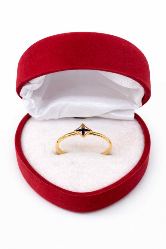 14 Ayar Kare Desenli Minimal Yüzük - KY0710