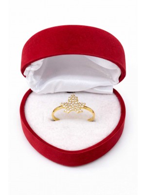 14 Ayar Taşlı Yapraklı Minimal Yüzük - KY0711