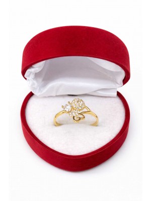 14 Ayar Kalpli Tektaşlı Minimal Yüzük - KY0712