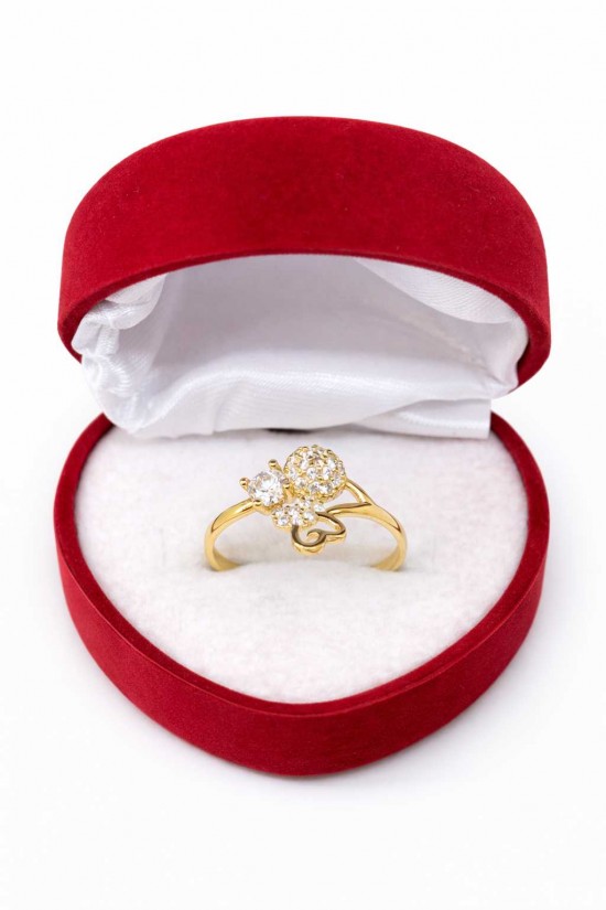 14 Ayar Kalpli Tektaşlı Minimal Yüzük - KY0712