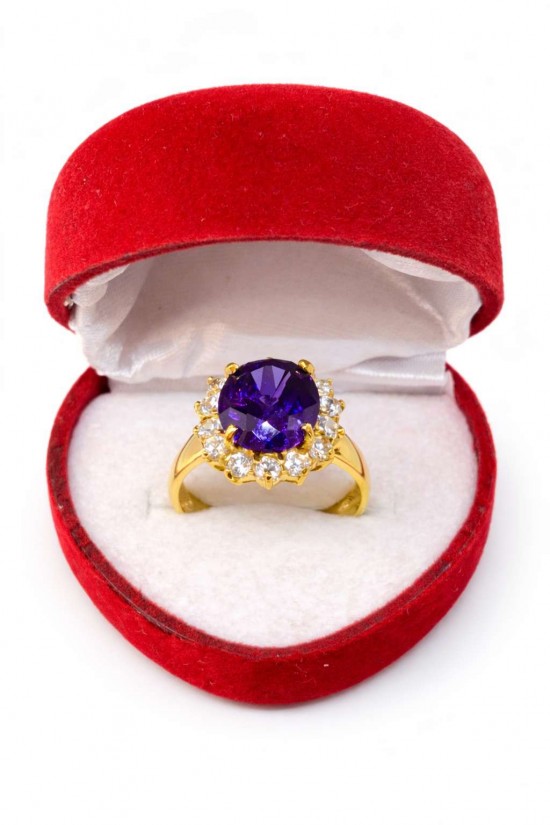 Renkli Taşlı Tektaş Beştaş Elit Baget Altın Yüzükler - KY0304