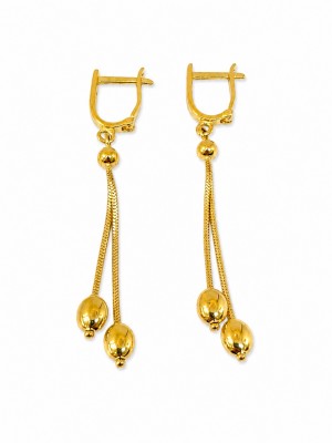 14 Ayar Altın Zincir ve Top Sallantılı Küpe - TK0439