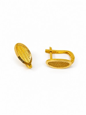 14 Ayar Altın Dokulu Oval Klipsli Küpe - TK0515