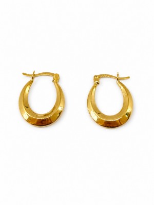 14 Ayar Altın Geniş Oval Halka Küpe - TK0518