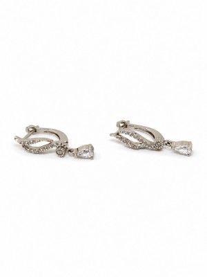 14 Ayar Altın Taşlı Damla Sallantılı Küpe - TK0537